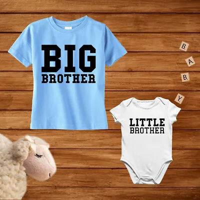 £8.99 • Buy Big Brother Little Brother Matching Kids T Shirt Bodysuit Big Bro Lil Bro Tees