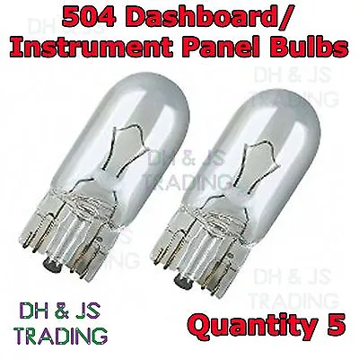 £2.99 • Buy 5 X 504 Capless Dashboard Instrument Light Push In Bulb Panel Bulbs 12v 3w T10