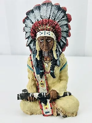 Vintage Native American Chief Sitting Figurine Statue Indian 6.5in • £24.13