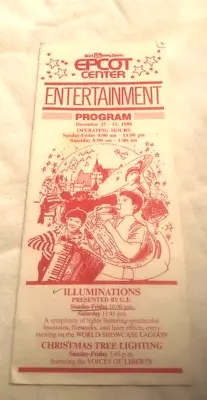 Epcot Center Entertainment Program Walt Disney World Vintage Dec. 25-31 1988 • $25