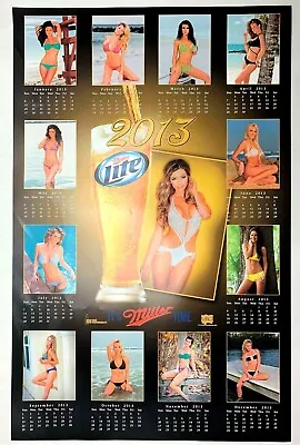 Vintage Sexy Swimsuit Calendar Girls Models Miller Lite Beer Poster 2013 - 28x18 • $15.70