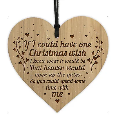 £4.99 • Buy Memorial Christmas Tree Decoration CHRISTMAS WISH Engraved Wood Heart