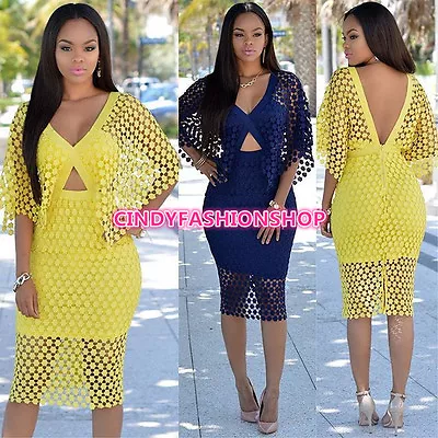 New Elegant  Women V-Neck  Bodycon Lace Cocktail Bandage  Dress Clubwear Dress • $25.88