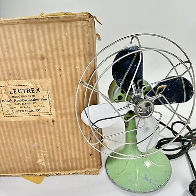 Vintage Electrex Fan United Drug Co USA Desktop 8” Table Fan Art Deco Orig Box • $88.09