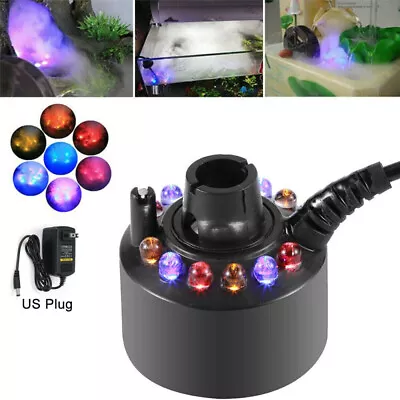 Ultrasonic 12 LED Light Mist Maker Fog Machine Fountain Aquarium Fogger Mister • $14.15