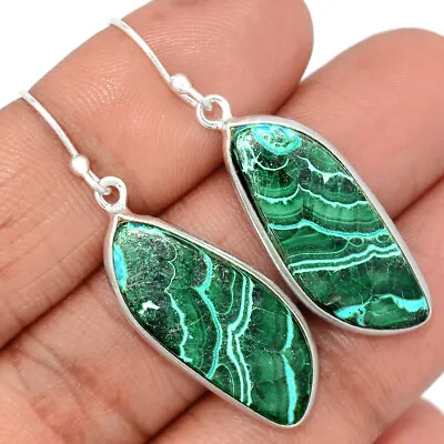 Natural Malachite - Morocco 925 Sterling Silver Earrings Jewelry CE20261 • $20.99