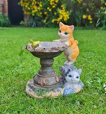 £12.95 • Buy Garden Ornaments Solar Powered Animal Cat Bird Bath Lamp Decor Patio