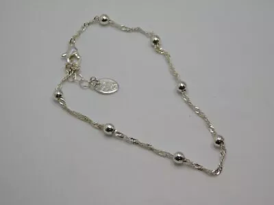 J282-vintage Bracelet~anklet/lg Wrist~9 -10 ~silver Tone/chain/bead~icing • $6.75