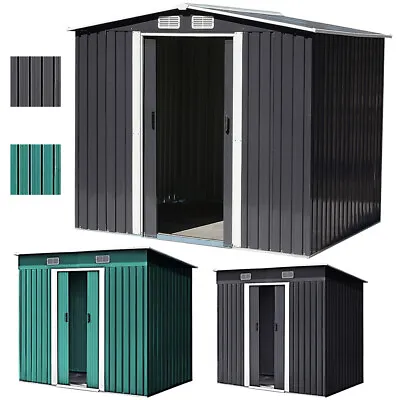 Apex Metal Heavy Duty Garden Sheds Galvanised Tool House Patio Storage With Base • £305.95