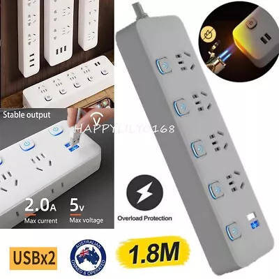 Power Board 4 Way Outlets Socket 2 Usb Charging Charger Ports W/ Surge Protector • $19.94