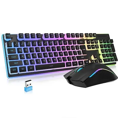 Wireless Gaming Keyboard Mouse Combo 4800DPI Rechargeable Pudding Key For PC MAC • $59.99
