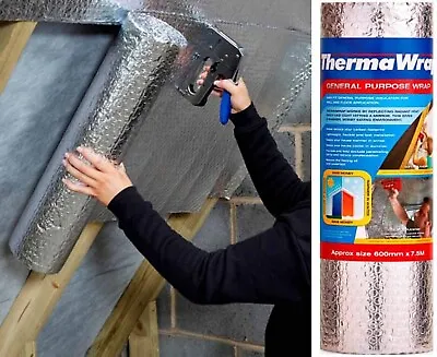 Thermawrap Bubble Foil Insulation 600mm X 7.5m Heat Reflective Energy Saving • £17.99