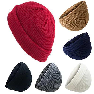 NEW Soft Cotton Beanie Cap Plain Mens Womens Cosy For Winter Warm Hat UK • £2.49