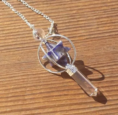 Natural Sodalite Gemstone 3 Stone Merkaba Star Spinning Pendulum • £10.21