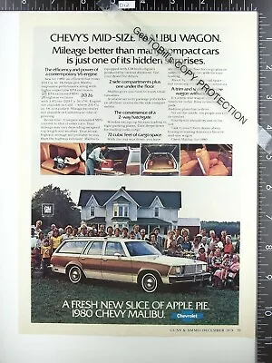 1980 Chevelle Malibu Station Wagon Ad Woody Fender Door Bumper Grille Hood Shot • $10.50