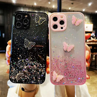 $13.19 • Buy For IPhone 13 12 11 Pro Max XS Girls Butterfly Transparent Soft TPU Case Cover 