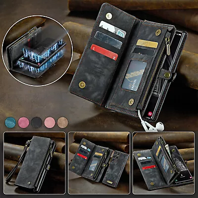 For Samsung S24 Ultra S23 FE S22S21 Note20 Zipper Wallet Removable Magnetic Case • $21.67