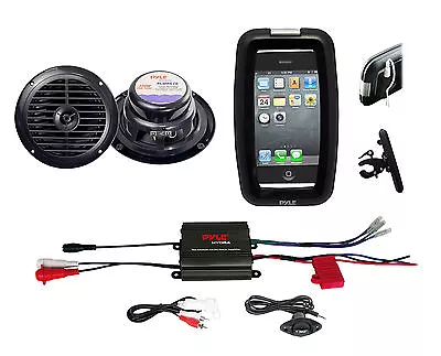 Outdoor Bike Boat Black 400 Watt Power Amplifier 6.5  Black SpeakersPhone Case • $104.49