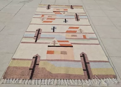 Authentic Hand Knotted Vintage Flat Weave Pictorial Kilim Area Rug 5.5 X 2.11 Ft • $0.99