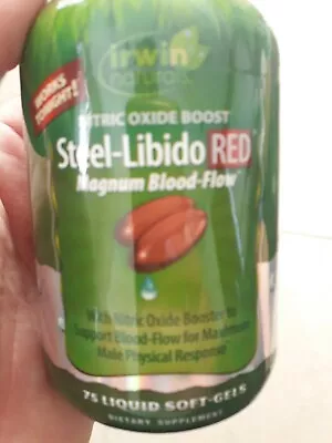 Irwin Naturals Steel Libido Red MAGNUM Blood Flow 75 Liquid Soft Gels EXP  06/25 • $21.99