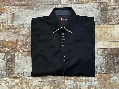 7camicie Men's Slim Fit Black Long Sleeve Shirts Size 2XL • $34.11