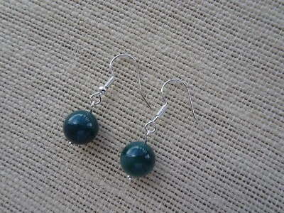 $9.99 • Buy Indian Bloodstone Earrings - 10mm Round Gemstone Women's Silver Plated Handmade