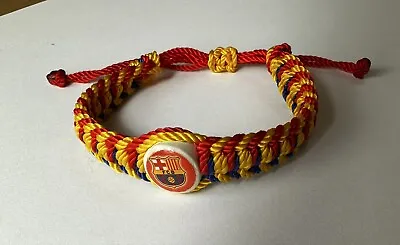 Vintage Adjustable FCB Barcelona Shield Woven Yarn Bracelet - Hand Made • $14.99