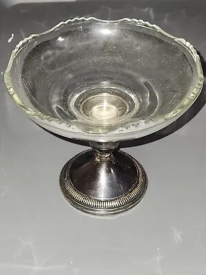 Vintage Glass Candy Dish With Sterling Silver Pedestal Base Weighted B-1  • $30