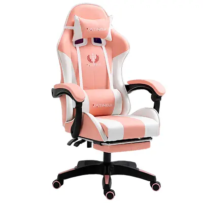 Gaming Office Chair Racing Executive Footrest Computer Massage Seat PU Leather • $117.99