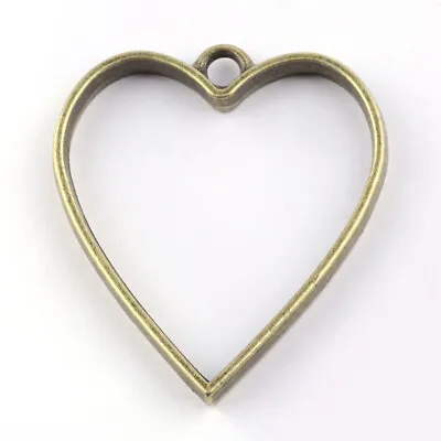 £4.63 • Buy Heart Open Back Bezel Setting Pendant Pressed Flower Resin Jewellery Frame 34mm