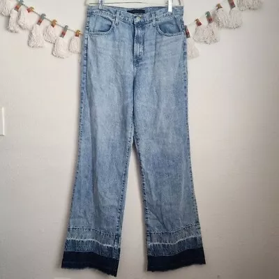 J Brand Joan Blissed Out Indigo Wide Straight Leg Boho Jeans Casual Chic 30 • $55.24