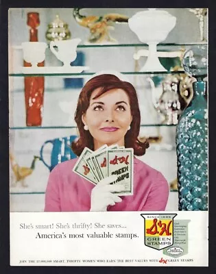 1961 SH GREEN STAMPS Print Ad  She's Smart! She's Thrifty! She Saves...  • $11.95