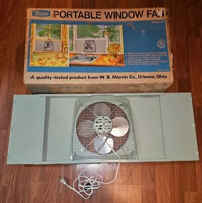 Marvin Model 110 Portable Metal Window Fan Single 10  VINTAGE 1970s MINT COND.! • $66.95