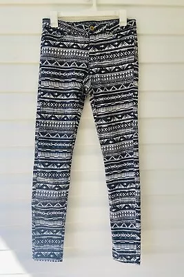 VTG 90’s Y2K Aztec Skinny Jeans Size 8 Straight Leg Fitted H & M Cowgirl Rodeo • $18