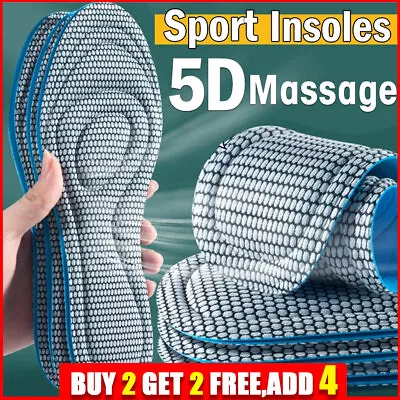 5D Memory Foam Orthopedic Massage Insoles Soft Shoes Pads Cushions Size 4.5-9.0 • £2.66