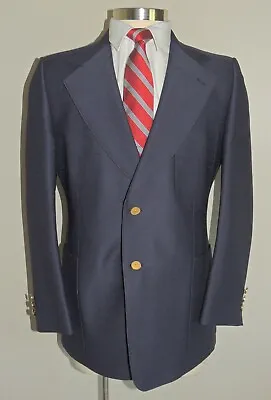 Vtg Calvert Clothes Blue Polyester Blend 2 Piece Suit 39r • $45