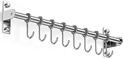 Kitchen Utensil Rail Mug Hooks & Bar Wall Mounted Pot Pan Racks Stainless Steel • £14.01