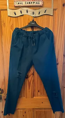 Made In Italy Magic Trousers/Pants Teal Blue - Best Fit 14/16/18 • £7.50