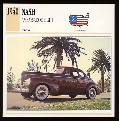 1940 Nash Ambassador Eight  Classic Cars Card • $4.95
