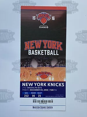 2015 Brooklyn Nets At New York Knicks Ticket 12/4/15 • $7.50