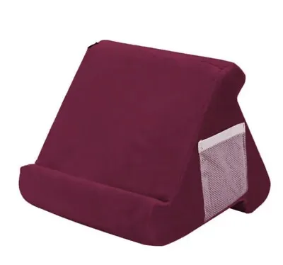 UK IPad Laptop Holder Tablet Multi-Angle Pillow Lap Stand Phone Cushion WINE • £9.99