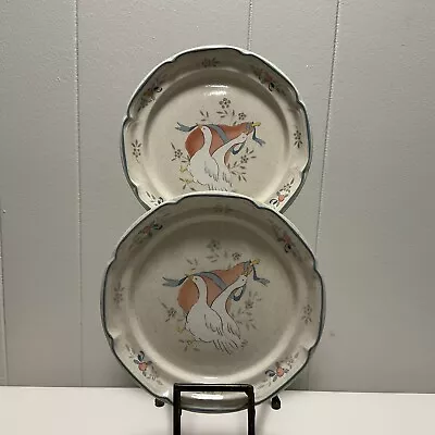 Vintage International Marmalade Salad Plates (2) 7 .5” Geese Stoneware China • $12.97