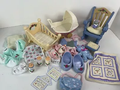 Vintage Fisher Price BRIARBERRY BEAR Baby Lot Cradle Rocking Chair Stroller • $200