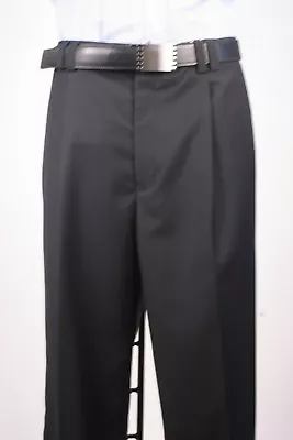 Men's Wide Leg Pants 100% Wool One Pleat. Col. Black  Size.36 Waist Art. SA100 • $65