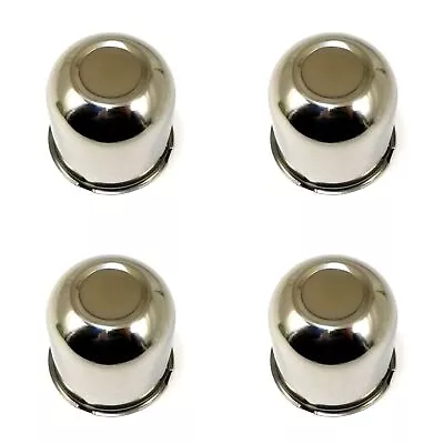 4x Stainless Polished Wheel Center Hub Caps Push-thru 3 5/8 Hub 3 3/8  Height • $44