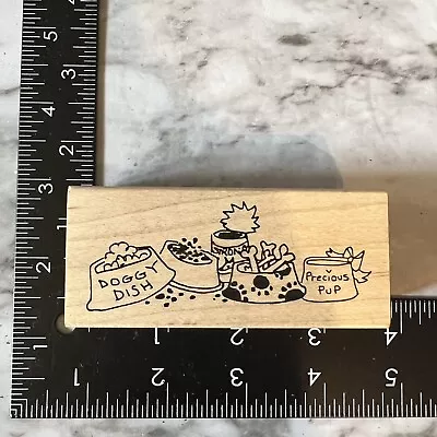 Rubber Stamp Dog Border Doggy Dish Bones Paws Pup • $6