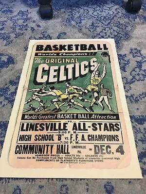 Vintage Basketball Poster Boston Celtics - REPRODUCTION - 12 X18  - Very Cool! • $20