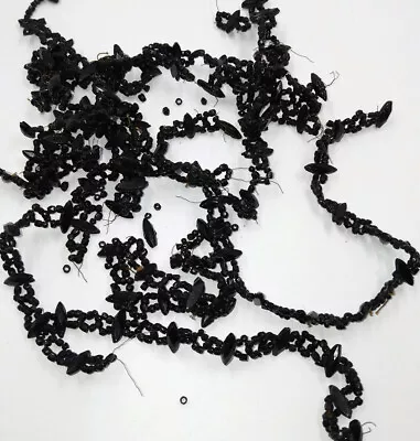 1800s Mourning Funeral Beaded Wire Trim Scrap Lot Antique Vintage Victorian • $12