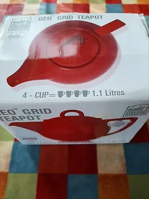 London Pottery Geo Grid Teapot Bnib Red • £16.99