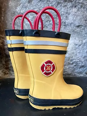 Carter's Fireman Rain Boots Yellow Firefighter Waterproof Reflective Kid Toddler • $15